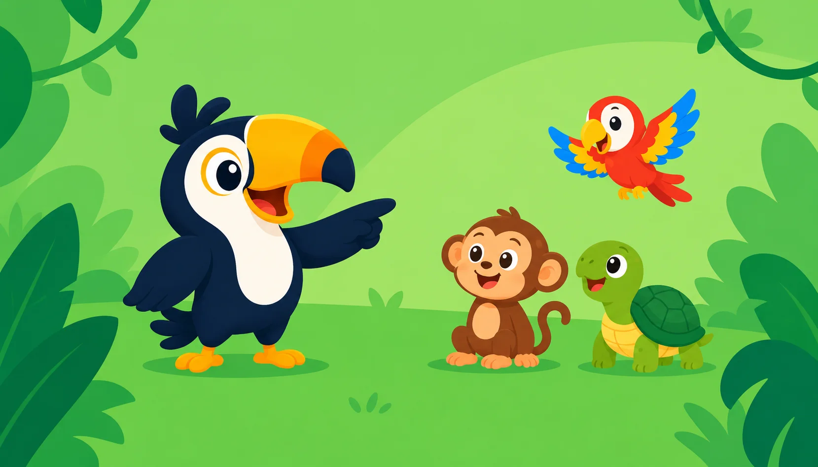 Tunecan with jungle animal friends
