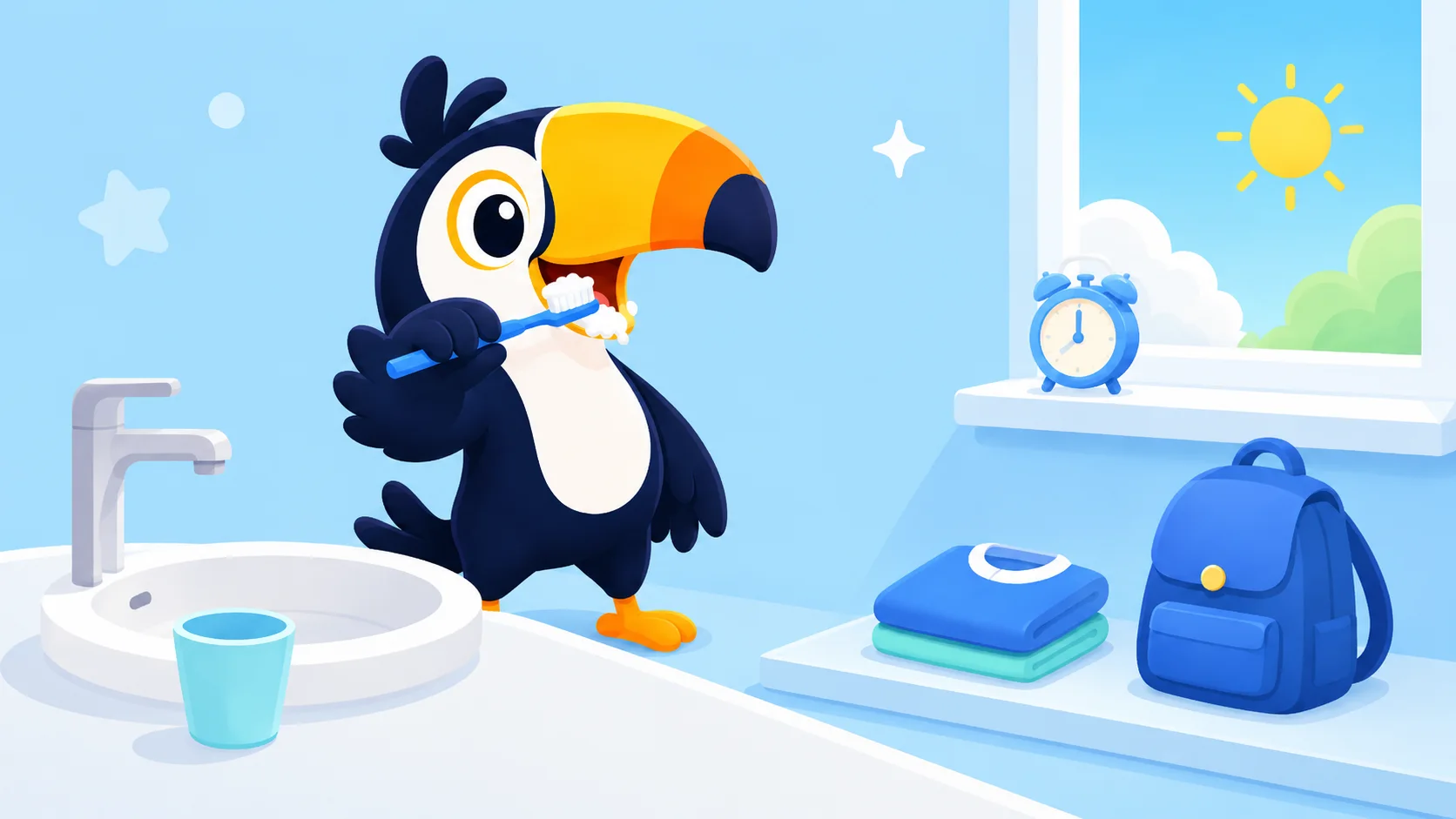 Tunecan brushing his teeth during a morning routine